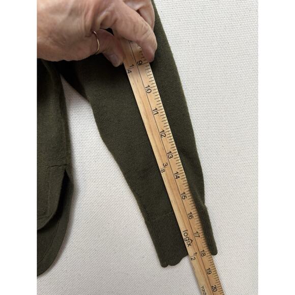 Madewell 100% Merino Wool Sweater Women's Size M Green Lightweight 3/4 Sleeve - Picture 8 of 12